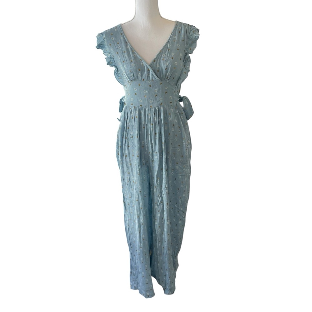 Francesca’s Blue Flowered Boho Jumpsuit.  Size M